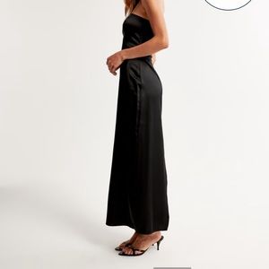 Satin strapless maxi dress